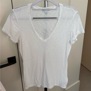 James Perse Women's White V-Neck Short Sleeve Tee